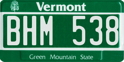 VT license plate BHM538