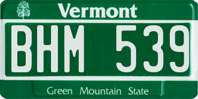 VT license plate BHM539