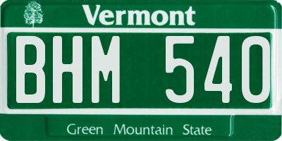 VT license plate BHM540