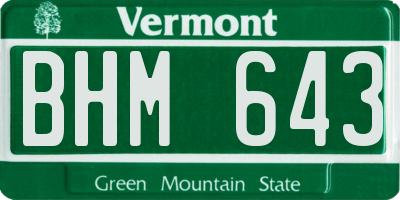 VT license plate BHM643