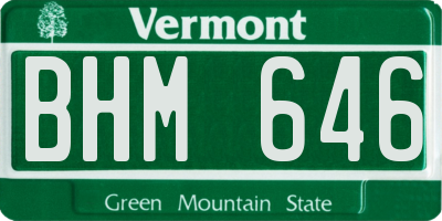 VT license plate BHM646