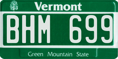 VT license plate BHM699