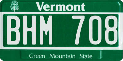 VT license plate BHM708