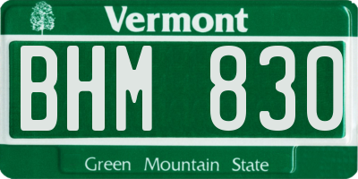 VT license plate BHM830
