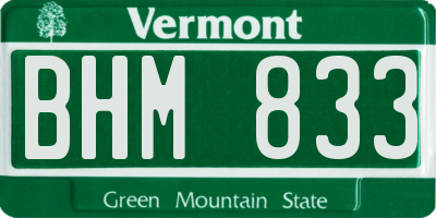 VT license plate BHM833