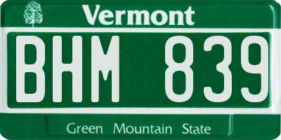 VT license plate BHM839