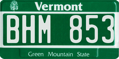 VT license plate BHM853