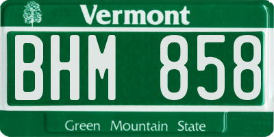 VT license plate BHM858