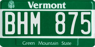 VT license plate BHM875
