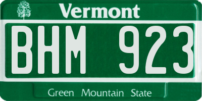 VT license plate BHM923