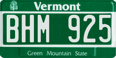 VT license plate BHM925