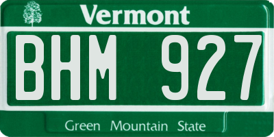 VT license plate BHM927