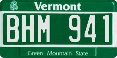 VT license plate BHM941