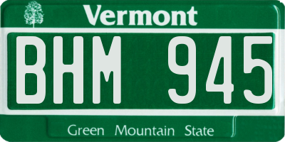 VT license plate BHM945
