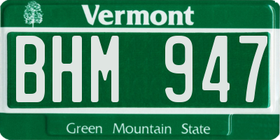 VT license plate BHM947