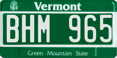 VT license plate BHM965