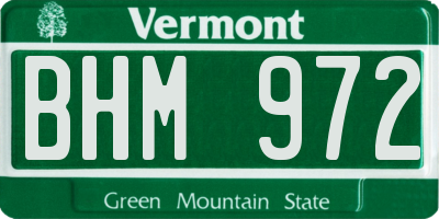 VT license plate BHM972