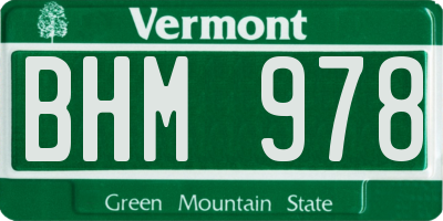 VT license plate BHM978