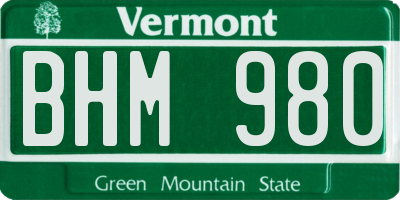 VT license plate BHM980