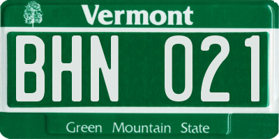 VT license plate BHN021