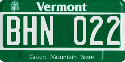 VT license plate BHN022