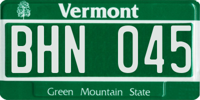 VT license plate BHN045