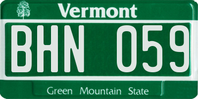 VT license plate BHN059