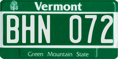 VT license plate BHN072