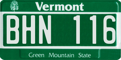 VT license plate BHN116
