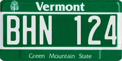 VT license plate BHN124