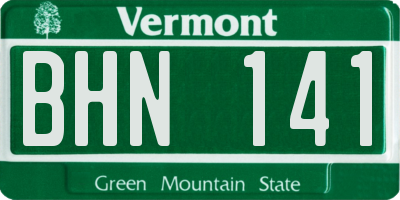 VT license plate BHN141