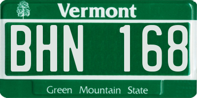VT license plate BHN168