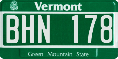 VT license plate BHN178