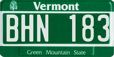 VT license plate BHN183