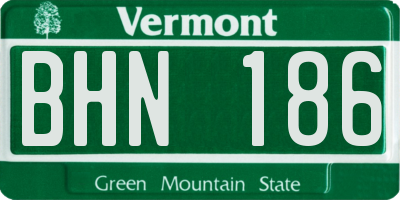 VT license plate BHN186