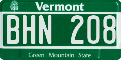 VT license plate BHN208