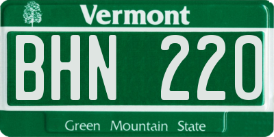 VT license plate BHN220