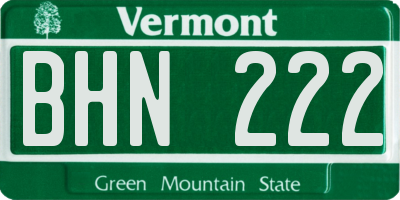 VT license plate BHN222