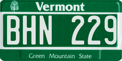 VT license plate BHN229