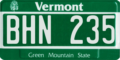 VT license plate BHN235