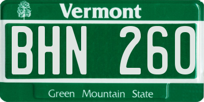 VT license plate BHN260