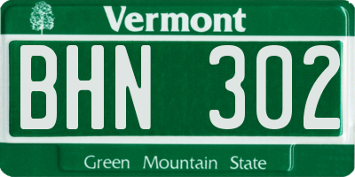 VT license plate BHN302