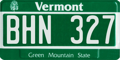 VT license plate BHN327