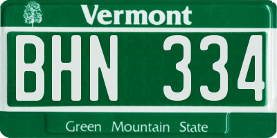 VT license plate BHN334