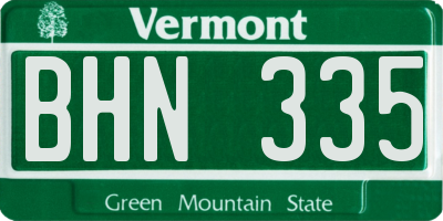 VT license plate BHN335
