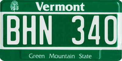 VT license plate BHN340