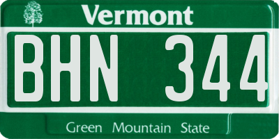 VT license plate BHN344