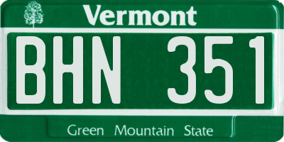 VT license plate BHN351
