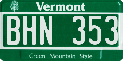 VT license plate BHN353