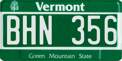 VT license plate BHN356